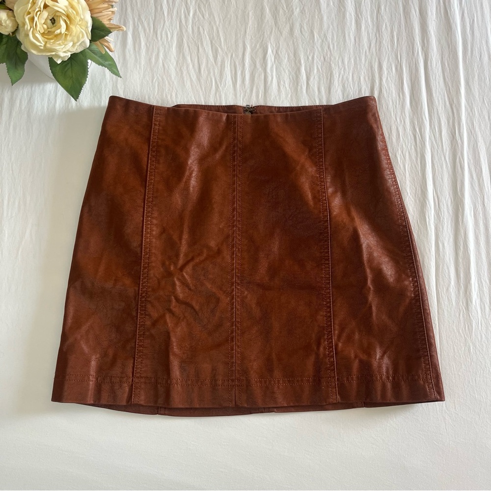 Free People Modern Femme Faux-Leather Mini Skirt Size 10